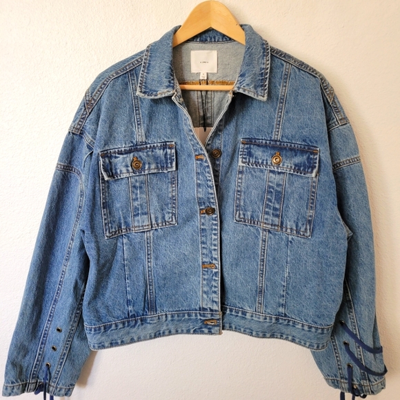 a loves a Jackets & Blazers - A LOVE A Oversized Cropped Jean Jacket